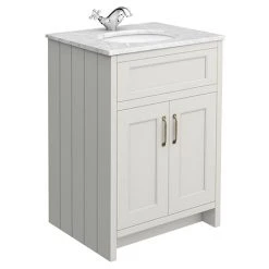 Chatsworth Grey 610mm Freestanding Vanity Unit with White Marble Basin Top