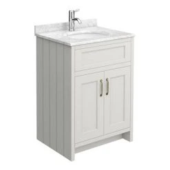 Chatsworth Grey 610mm Freestanding Vanity Unit with White Marble Basin Top -Vanity Units Shop C610GRY WHT n d1 460
