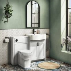 Chatsworth Traditional White Semi-Recessed Vanity - 600mm Wide with Matt Black Handles | Freestanding Vanity Unit -Vanity Units Shop C6SRWHTMB n d1 460