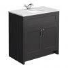 Chatsworth Graphite 810mm Freestanding Vanity Unit with White Marble Basin Top
