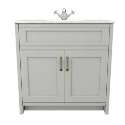 Chatsworth Grey 810mm Freestanding Vanity Unit with White Marble Basin Top | Luxurious Bathroom Storage Solution -Vanity Units Shop C810GRY WHT n d1 460