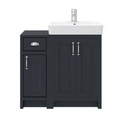 Chatsworth Traditional Graphite 560mm Vanity Sink & 300mm Cupboard Unit - Elegant Bathroom Furniture -Vanity Units Shop C825BLK n d6 460
