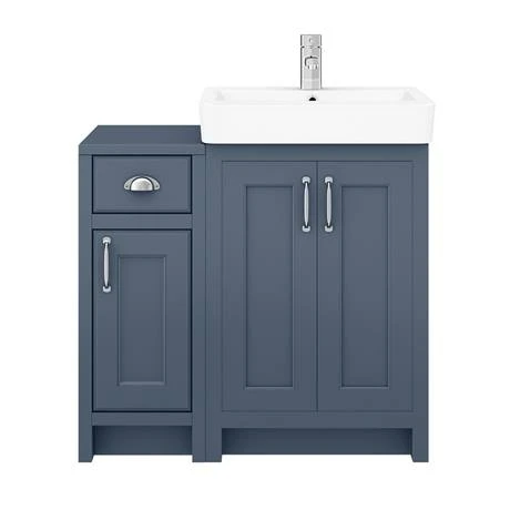 Chatsworth Traditional Blue 560mm Vanity Sink with 300mm Cupboard Unit - Bathroom Furniture Pack 5 Chatsworth Traditional Blue 560mm Vanity Sink with 300mm Cupboard Unit - Bathroom Furniture Pack - Image 5