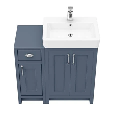 Chatsworth Traditional Blue 560mm Vanity Sink with 300mm Cupboard Unit - Bathroom Furniture Pack 6 Chatsworth Traditional Blue 560mm Vanity Sink with 300mm Cupboard Unit - Bathroom Furniture Pack - Image 6