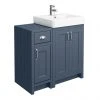 Chatsworth Traditional Blue 560mm Vanity Sink with 300mm Cupboard Unit - Bathroom Furniture Pack