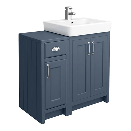 Chatsworth Traditional Blue 560mm Vanity Sink with 300mm Cupboard Unit - Bathroom Furniture Pack 1 Chatsworth Traditional Blue 560mm Vanity Sink with 300mm Cupboard Unit - Bathroom Furniture Pack
