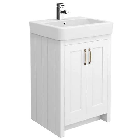 Chatsworth Traditional White 560mm Vanity Sink with 300mm Cupboard Unit - Stylish Bathroom Furniture Pack 2 Chatsworth Traditional White 560mm Vanity Sink with 300mm Cupboard Unit - Stylish Bathroom Furniture Pack - Image 2