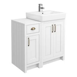 Vanity Units Shop 22 Chatsworth Traditional White 560mm Vanity Sink with 300mm Cupboard Unit - Stylish Bathroom Furniture Pack