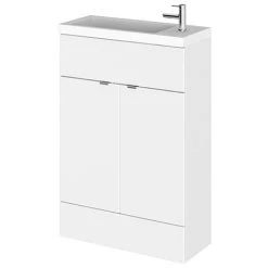 Hudson Reed Fusion Gloss White Compact Vanity Unit & Basin - 605x260mm, Freestanding & Stylish