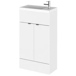 Hudson Reed Fusion Gloss White 505x260mm Compact Vanity Unit & Basin | Freestanding Bathroom Furniture