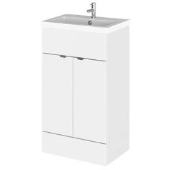 Hudson Reed Fusion Gloss White 505x360mm Freestanding Vanity Unit & Basin | Modern Bathroom Design
