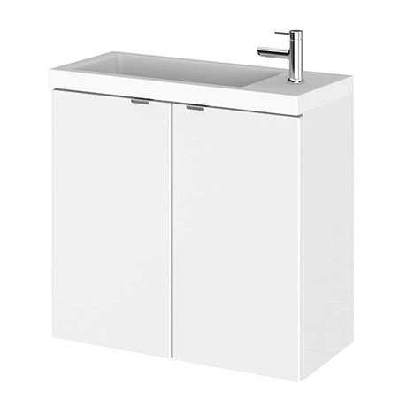 Hudson Reed 600mm Gloss White Wall Hung Compact Unit & Basin | Modern Bathroom Vanity 1 Hudson Reed 600mm Gloss White Wall Hung Compact Unit & Basin | Modern Bathroom Vanity