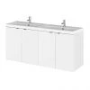 Hudson Reed 1200mm Gloss White Wall Hung Vanity Unit with Double Basin - Modern Bathroom Storage