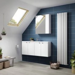 Hudson Reed 1200mm Gloss White Wall Hung Compact Combination Unit with 600mm Vanity & Double Sink -Vanity Units Shop CBI135 D1 460