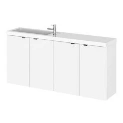 Hudson Reed 1200mm Gloss White Wall Hung Compact Combination Unit with 600mm Vanity & Double Sink