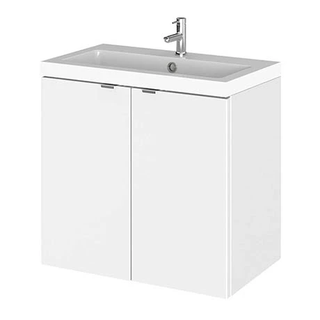 Hudson Reed 600mm Gloss White Full Depth Wall Hung 2-Door Vanity Unit & Basin 1 Hudson Reed 600mm Gloss White Full Depth Wall Hung 2-Door Vanity Unit & Basin