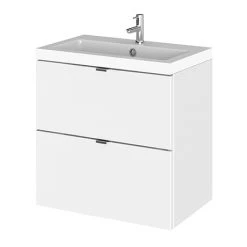 Hudson Reed Fusion 500mm Gloss White Wall Hung 2-Drawer Vanity Unit & Basin - Modern Bathroom Solution