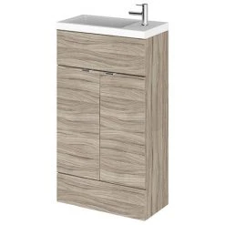 Hudson Reed Fusion Driftwood 505x260mm Compact Vanity Unit & Basin - Freestanding Bathroom Furniture