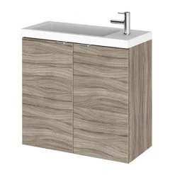 Hudson Reed 600mm Driftwood Wall-Hung Compact Unit & Basin - Modern Bathroom Vanity