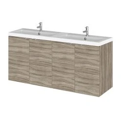 Hudson Reed 1200mm Driftwood Full Depth Wall Hung Vanity Unit & Double Basin