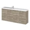 Hudson Reed 1200mm Driftwood Wall Hung Compact Combination Unit with Dual Vanities (600mm x 2) - Stylish Bathroom Solution
