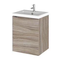Hudson Reed Fusion 400mm Driftwood Full Depth Wall Hung Unit & Basin - Modern Bathroom Vanity