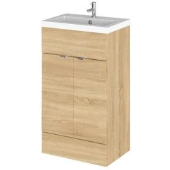 Hudson Reed Fusion Natural Oak 505x360mm Freestanding Vanity Unit & Basin