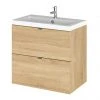 Hudson Reed 600mm Natural Oak Wall Hung Vanity Unit with 2 Drawers & Basin