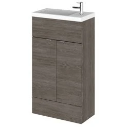 Hudson Reed Fusion Grey Avola 505x260mm Compact Vanity Unit & Basin - Freestanding Bathroom Furniture