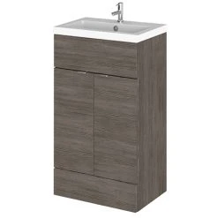 Hudson Reed Fusion Grey Avola 505x360mm Freestanding Vanity Unit & Basin - Modern Bathroom Furniture