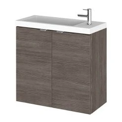 Hudson Reed 600mm Grey Avola Wall Hung Compact Unit & Basin | Modern Bathroom Vanity
