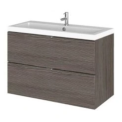 Hudson Reed Fusion 800mm Grey Avola Wall Hung Vanity Unit with 2 Drawers & Basin