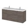 Hudson Reed 1200mm Grey Avola Full Depth Wall Hung Unit & Double Basin - Modern Bathroom Vanity with Stylish Design