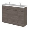Hudson Reed Fusion 1200mm Grey Avola Full Depth Floorstanding Unit & Double Basin - Modern Bathroom Vanity