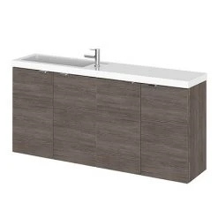 Hudson Reed 1200mm Grey Avola Wall Hung Compact Combination Unit with 600mm Vanity x 2 | Modern Bathroom Design
