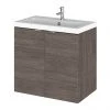 Hudson Reed 600mm Grey Avola Wall Hung Vanity Unit with Basin - Modern Bathroom Storage