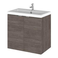 Hudson Reed 600mm Grey Avola Wall Hung Vanity Unit with Basin - Modern Bathroom Storage