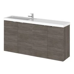 Hudson Reed Fusion 1000mm Grey Avola Compact Wall Hung Vanity Unit & Basin | Stylish Modern Bathroom Design
