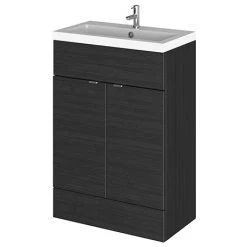Hudson Reed Fusion Black 605x360mm Freestanding Vanity Unit & Basin - Modern Bathroom Furniture