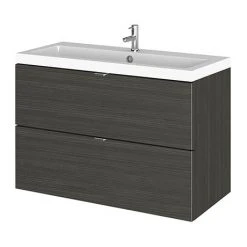 Hudson Reed Fusion 800mm Hacienda Black Wall Hung 2-Drawer Vanity Unit & Basin - Modern Bathroom Storage