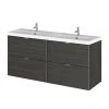 Hudson Reed Hacienda Black 1200mm Wall Hung 4-Drawer Vanity Unit with Double Basin