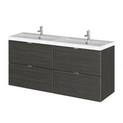 Hudson Reed Hacienda Black 1200mm Wall Hung 4-Drawer Vanity Unit with Double Basin