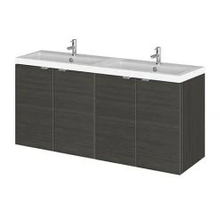 Hudson Reed 1200mm Hacienda Black Wall Hung Vanity Unit with Double Basin – Stylish & Space-Saving