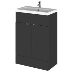 Hudson Reed Fusion Gloss Grey 605x360mm Freestanding Vanity Unit & Basin