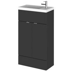Hudson Reed Fusion Gloss Grey 505x260mm Compact Vanity Unit & Basin - Freestanding Bathroom Furniture
