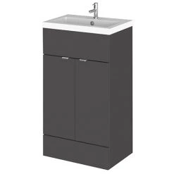 Hudson Reed Fusion Gloss Grey 505x360mm Freestanding Vanity Unit & Basin