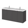 Hudson Reed 1200mm Gloss Grey Wall Hung Double Basin Vanity Unit with 600mm Vanity x 2