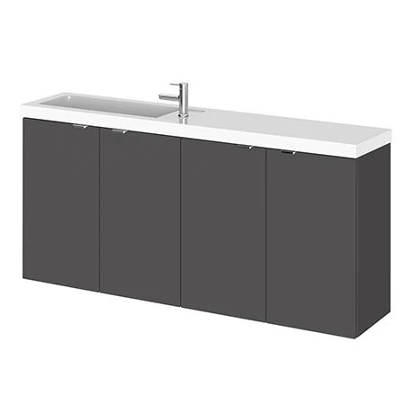 Hudson Reed 1200mm Gloss Grey Wall-Hung Compact Toilet & Sink Vanity Unit (600mm Vanity x 2) - Premium Bathroom Furniture 1 Hudson Reed 1200mm Gloss Grey Wall-Hung Compact Toilet & Sink Vanity Unit (600mm Vanity x 2) - Premium Bathroom Furniture