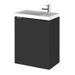 Hudson Reed 400mm Gloss Grey Wall Hung Compact Unit & Basin - Modern Bathroom Vanity