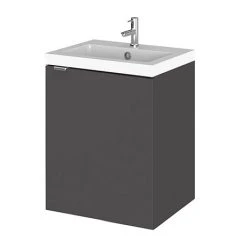 Hudson Reed Fusion 400mm Gloss Grey Wall Hung Unit & Basin - Modern Bathroom Storage